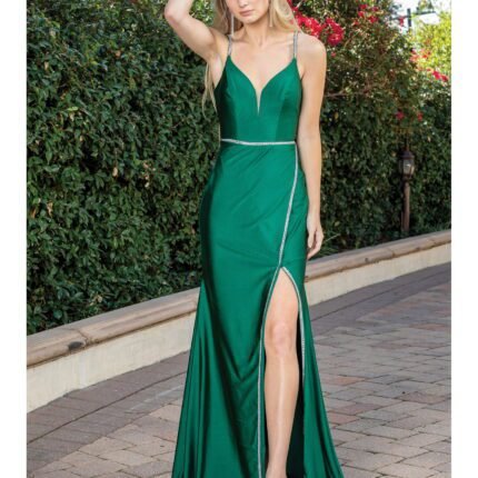 Prairie Wind One-Shoulder Gown in hunter green