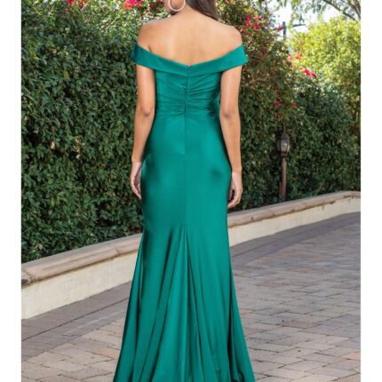 Canyon Ridge Off-Shoulder Mermaid Gown in hunter green