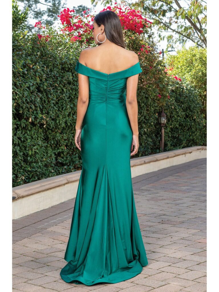 Canyon Ridge Off-Shoulder Mermaid Gown in hunter green