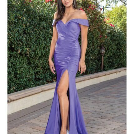 Canyon Ridge Off-Shoulder Mermaid Gown in lavender