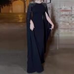 Women's Dress with Rhinestone Long Robe Evening Gown - Image 2