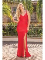 Wild Rose Lace-Up Mermaid Gown in red