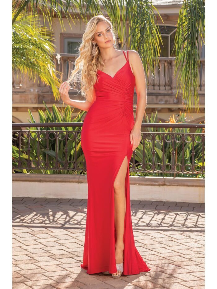 Wild Rose Lace-Up Mermaid Gown in red