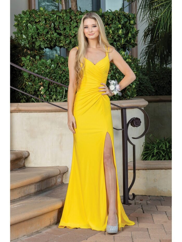 Wild Rose Lace-Up Mermaid Gown in yellow