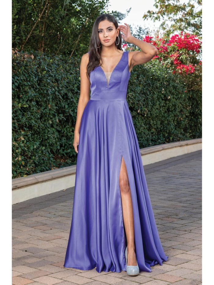 Saddle Ridge Satin A-Line Gown in lavender