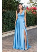 Saddle Ridge Satin A-Line Gown in peri blue
