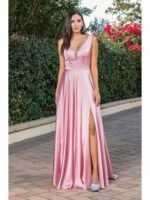 Saddle Ridge Satin A-Line Gown in rose