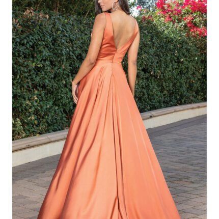 Saddle Ridge Satin A-Line Gown in sienna