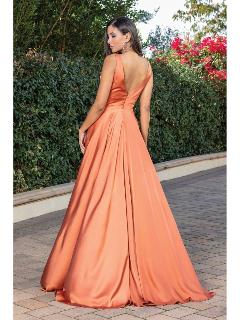 Saddle Ridge Satin A-Line Gown in sienna