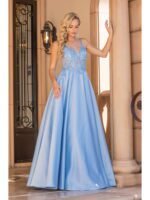 Wildflower Trail Illusion Ballgown in bahama blue