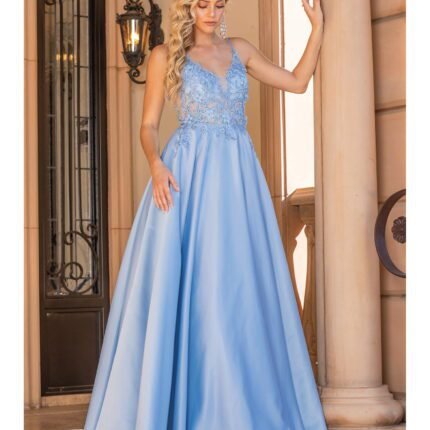 Wildflower Trail Illusion Ballgown in bahama blue
