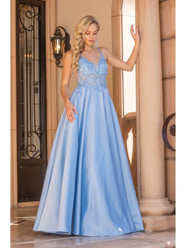 Wildflower Trail Illusion Ballgown in bahama blue