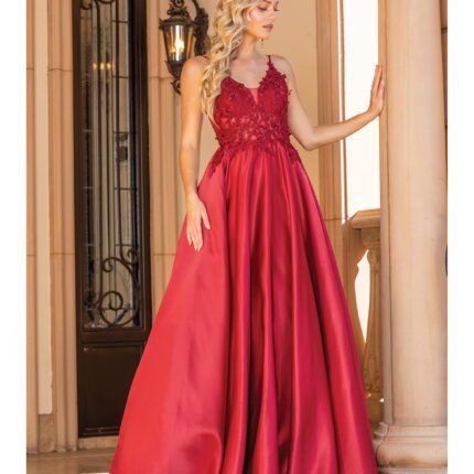 Wildflower Trail Illusion Ballgown in burgundy