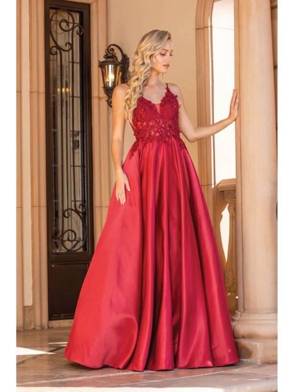 Wildflower Trail Illusion Ballgown in burgundy