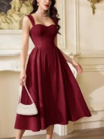 Sweetheart Neckline A-Line Midi Dress - Image 2
