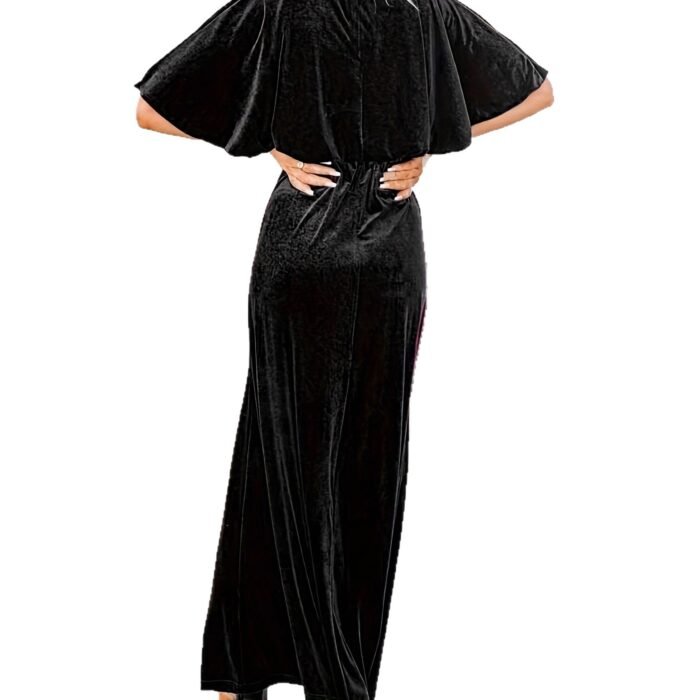 Romantic New Spring Summer Short Sleeve Sexy Elegant Velvet Round Neck Dress with Fashion 3D Decoration - Image 5