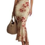 Vintage Printed Fitted Dress Elegant Slim Fit Bodycon Long Dress Evening Gown - Image 5