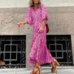Bohemian Print Long Sleeve Maxi Dress for Women Fashion Spring Style Flowy Long Dress - Image 8