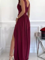 High Slit Lace Detail Maxi Dress - Image 4