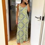 Printed Strapless Backless Maxi Dress