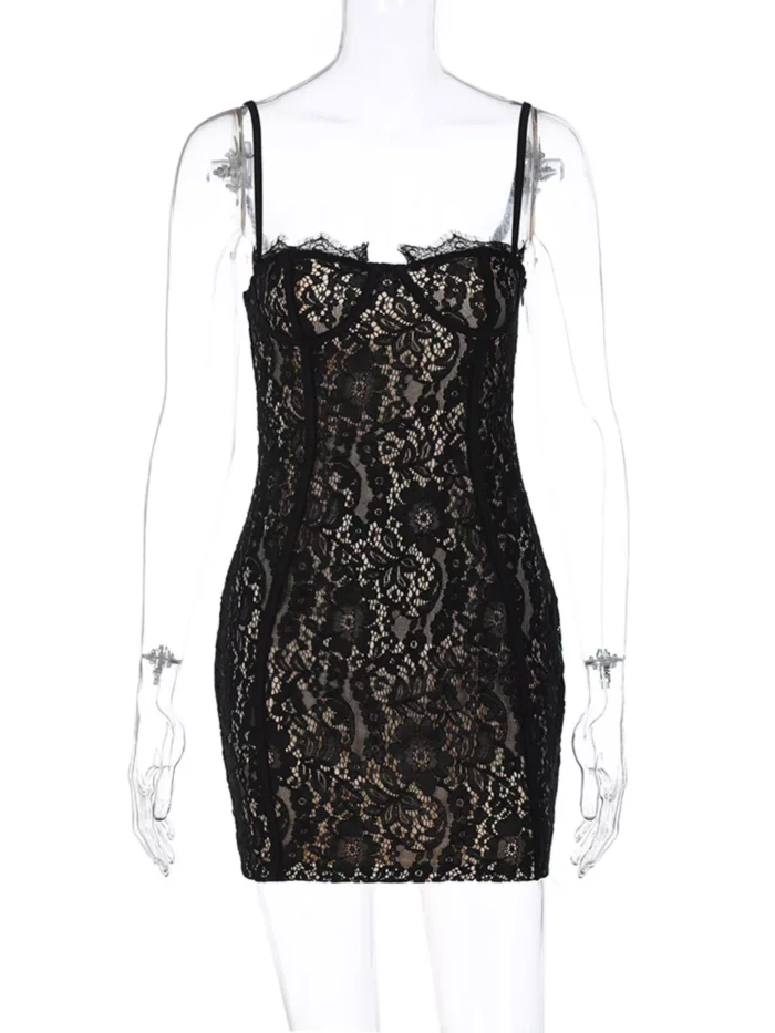 Lace Spaghetti Strap Mini Dress - Image 6