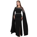Cape sleeve evening gown dress
