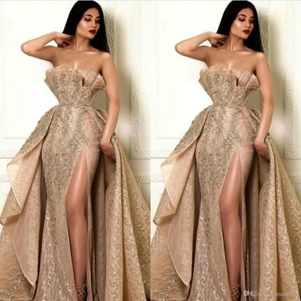 Sleeveless Strapless Flared Long Dress Evening Gown