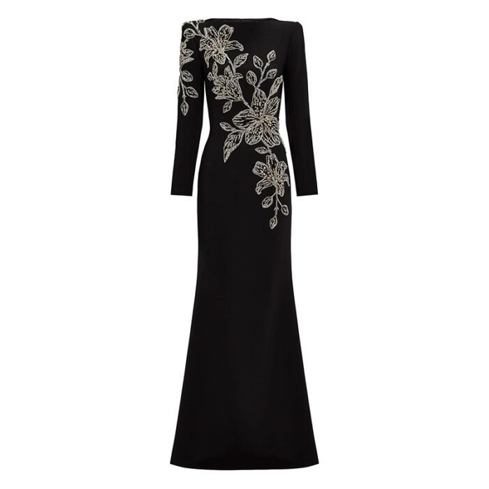 Evening gown embroidered with pearls and diamonds long dress - Image 2