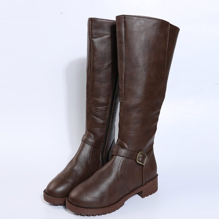 Zipper low heeled long leg boots high leg women's boots - Image 5