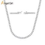 Copper Plated 18K Gold Zirconia Tennis Necklace Fashion Trendy Style Neck Chain - Image 2