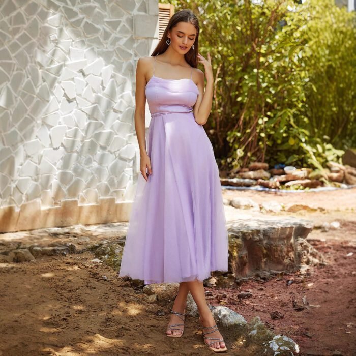 Evening Dress Purple Strapless Dress New Formal DressForeign Trade - Image 4
