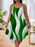 Printed Sleeveless Double Shoulder Strap at Hem A-line Dress for Women Plus Size - Image 9