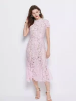 Lace Short Sleeve Mermaid Dress - Image 2