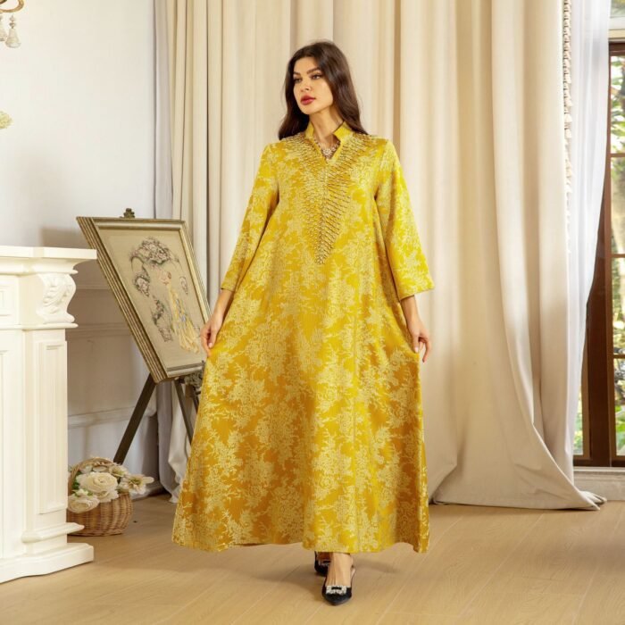 Evening Dress Embroidered Floral Kaftan Long Dress - Image 3