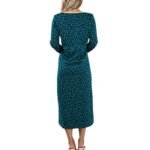 Fashion Women's Vintage Leopard Print Dress Round Neck Long Sleeve Casual Midi Dress - Image 5