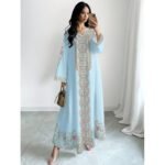 Women's Plant Flower Printed Fashion Casual Loose Horn V-neck Long Dress for Women