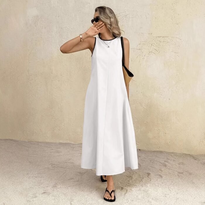 New popular solid color summer new vest long dress - Image 5
