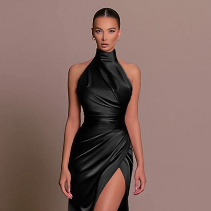 Hanging neck sleeveless slimming fit formal dress long dress - Image 2