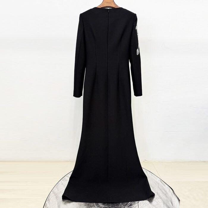 Evening gown embroidered with pearls and diamonds long dress - Image 4