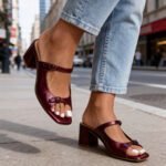 Versatile One Word Dragging Square Head Bare Toes Thick Heels Slippers for Women - Image 2
