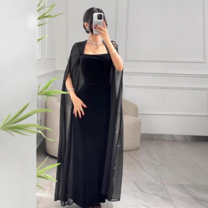 Velvet Backless Sequined Evening Dress - Image 2