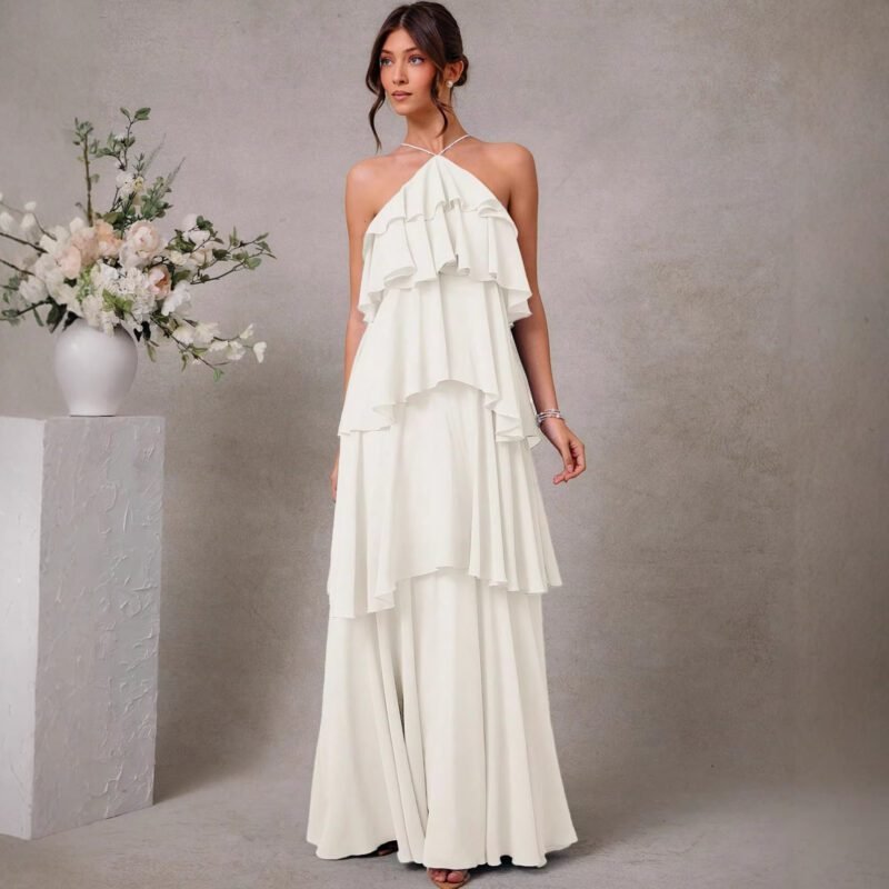Elegant Sleeveless Long Dress Formal Dress Fashion Autumn Dress
