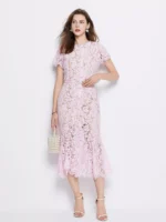 Lace Short Sleeve Mermaid Dress
