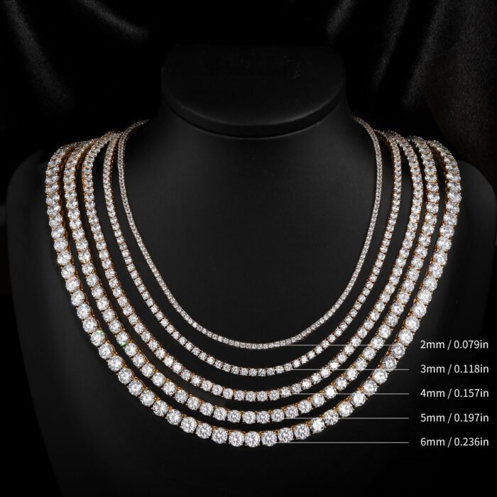 Copper Plated 18K Gold Zirconia Tennis Necklace Fashion Trendy Style Neck Chain - Image 3