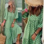 Bohemian Print Long Sleeve Maxi Dress for Women Fashion Spring Style Flowy Long Dress - Image 14