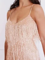 Full Size Sequin and Feather Fringe Mini Dress Plus Size - Image 5