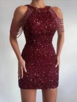 Full Size Sequin Embellished Bodycon Mini Dress Plus Size - Image 2