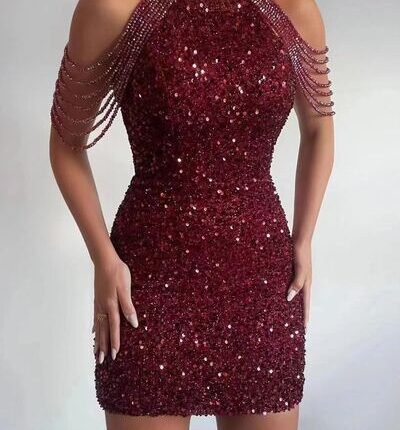 Full Size Sequin Embellished Bodycon Mini Dress Plus Size