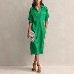 Elegant and Sophisticated Office Casual Fashion Fitted Comfortable Solid Color Mid-Length Dress - Image 2