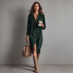 Classic Solid Color Corduroy Long Sleeve Turn-down Collar Shirt Loose Long Dress - Image 10